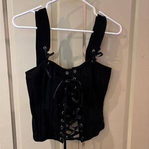PrettyLittleThing Black Lace-Up Corset Top